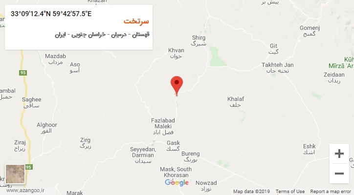 روستای سرتخت بر روی نقشه