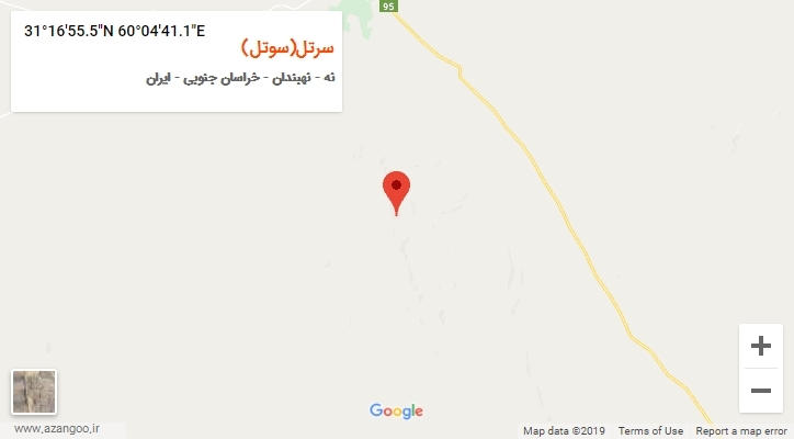 روستای سرتل(سوتل) بر روی نقشه