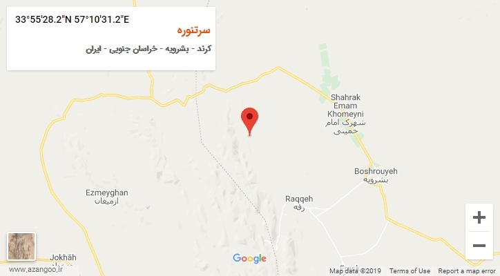 روستای سرتنوره بر روی نقشه