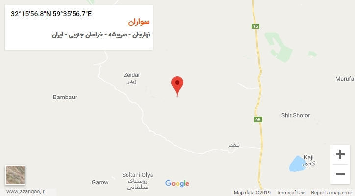 روستای سواران بر روی نقشه