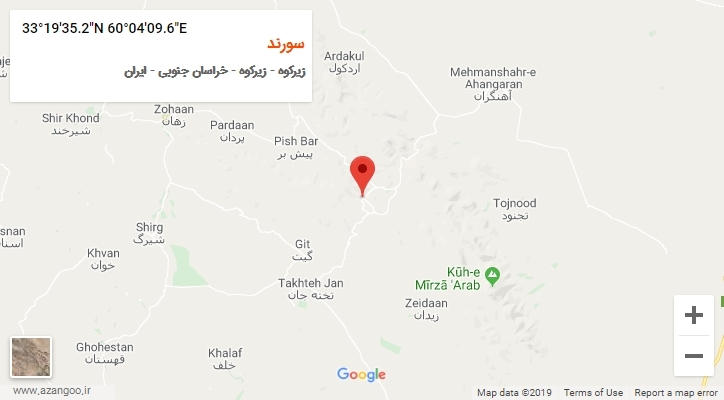 روستای سورند بر روی نقشه