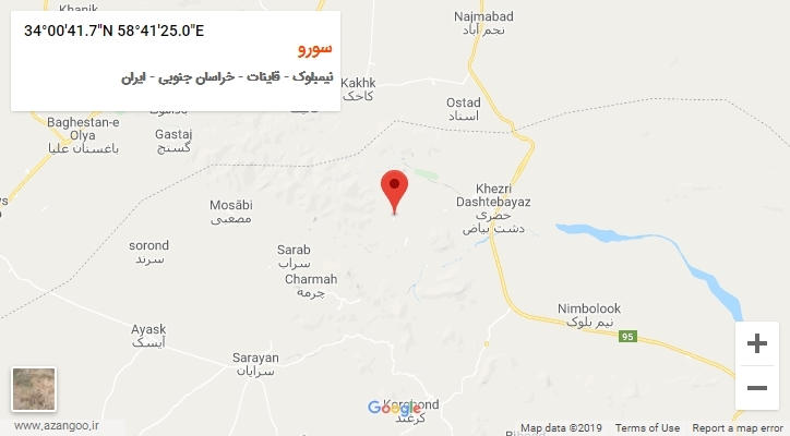 روستای سورو بر روی نقشه