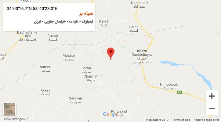 روستای سیاه بر بر روی نقشه