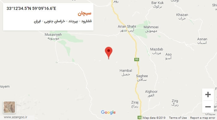 روستای سیچان بر روی نقشه