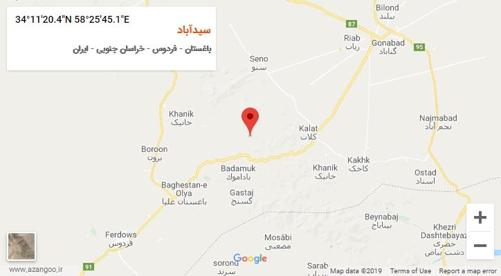 روستای سیدآباد بر روی نقشه