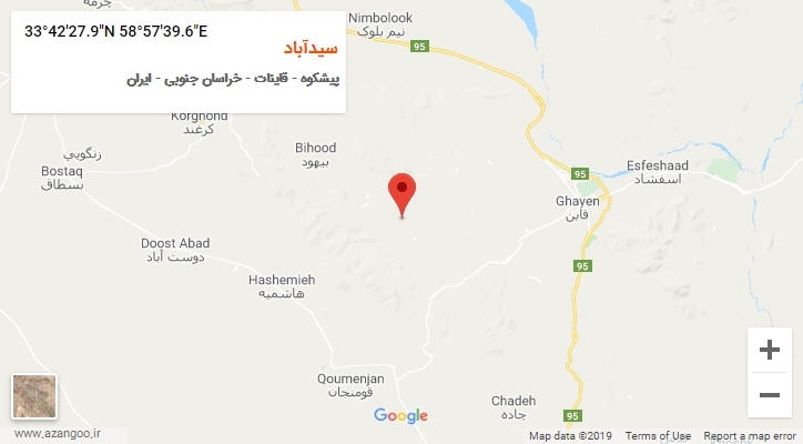 روستای سیدآباد بر روی نقشه