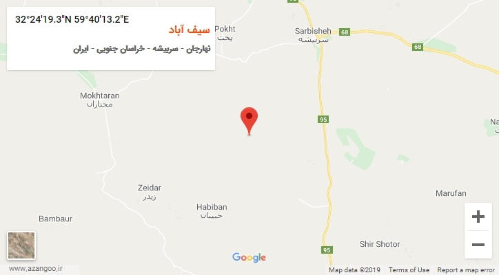 روستای سیف آباد بر روی نقشه