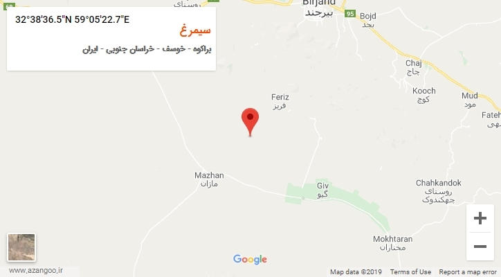 روستای سیمرغ بر روی نقشه