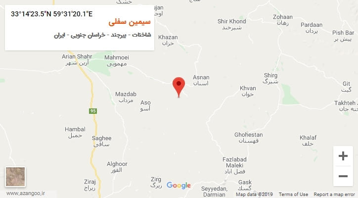 روستای سیمین سفلی بر روی نقشه
