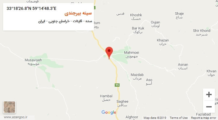 روستای سینه بیرجندی بر روی نقشه