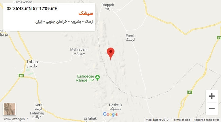 روستای سیشک بر روی نقشه