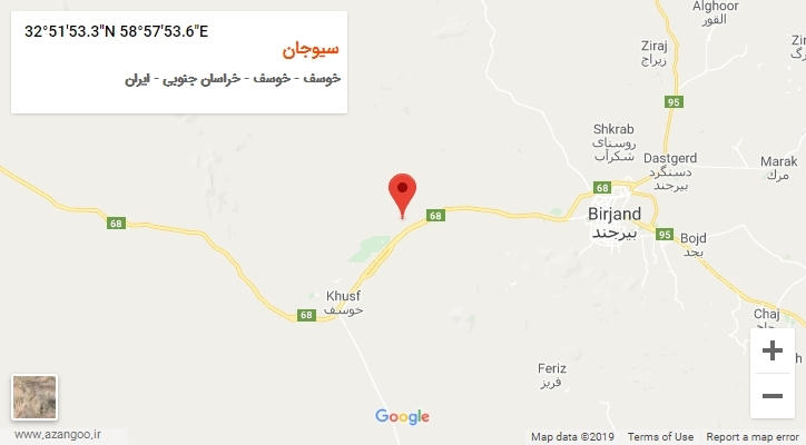 روستای سیوجان بر روی نقشه