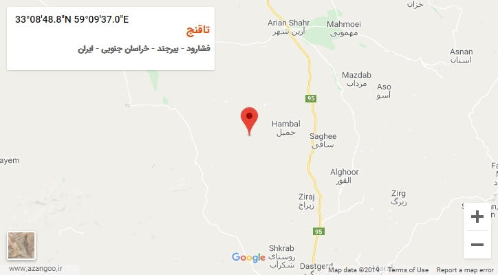 روستای تاقنج بر روی نقشه