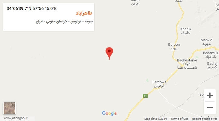 روستای طاهرآباد بر روی نقشه