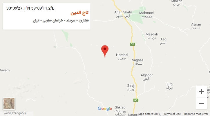 روستای تاج الدین بر روی نقشه
