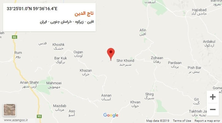 روستای تاج الدین بر روی نقشه