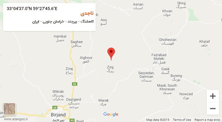 روستای تاجدی بر روی نقشه