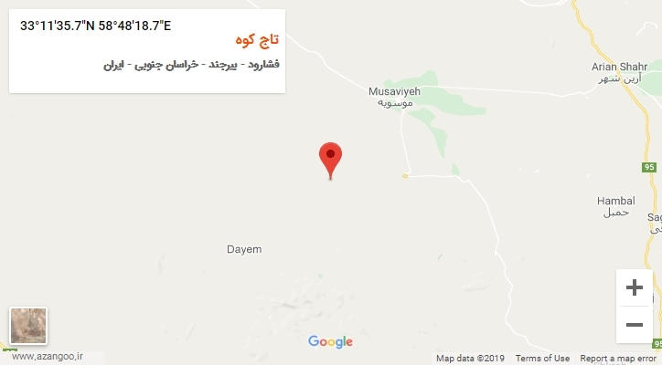 روستای تاج کوه بر روی نقشه