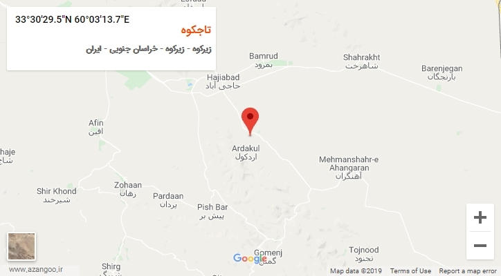 روستای تاجکوه بر روی نقشه