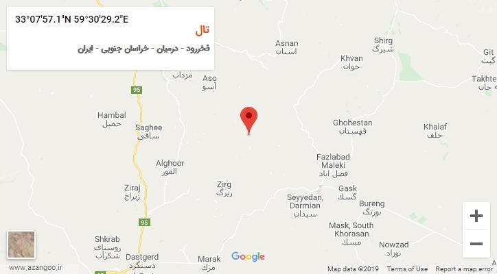 روستای تال بر روی نقشه