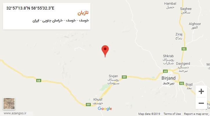 روستای تازیان بر روی نقشه