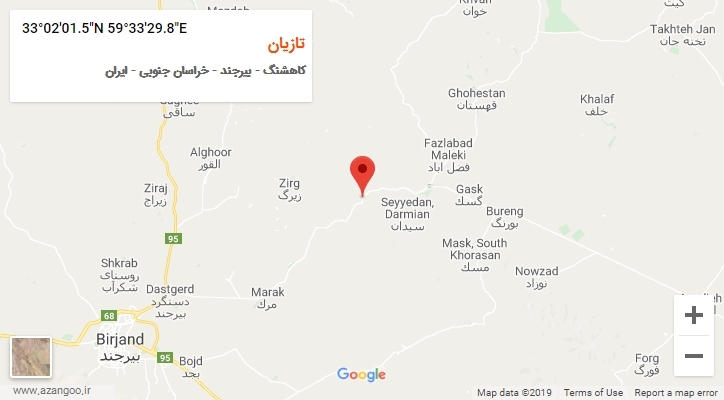 روستای تازیان بر روی نقشه