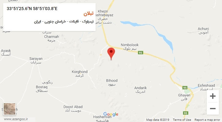 روستای تبلان بر روی نقشه