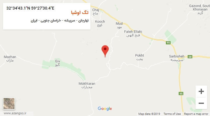 روستای تگ اوشبا بر روی نقشه
