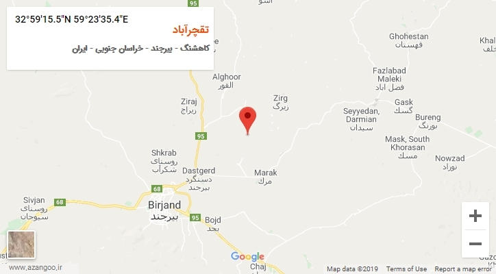روستای تقچرآباد بر روی نقشه