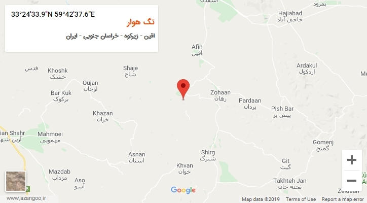 روستای تگ هوار بر روی نقشه