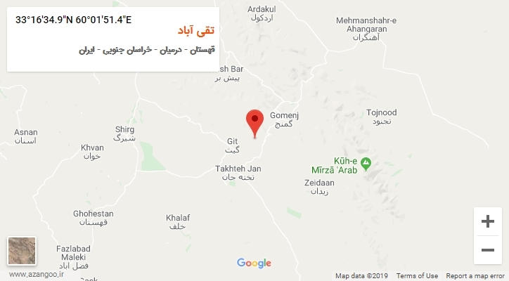روستای تقی آباد بر روی نقشه
