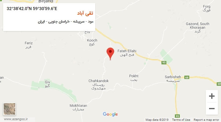 روستای تقی آباد بر روی نقشه