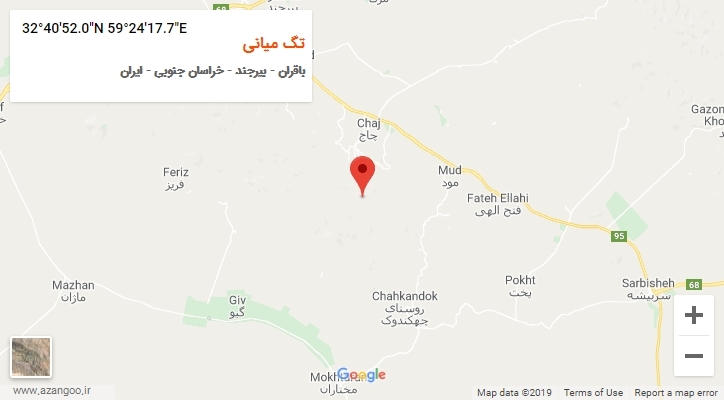 روستای تگ میانی بر روی نقشه