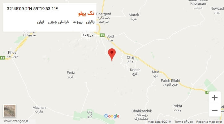 روستای تگ پهلو بر روی نقشه