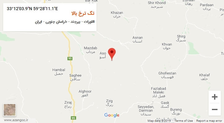 روستای تگ ترخ بالا بر روی نقشه