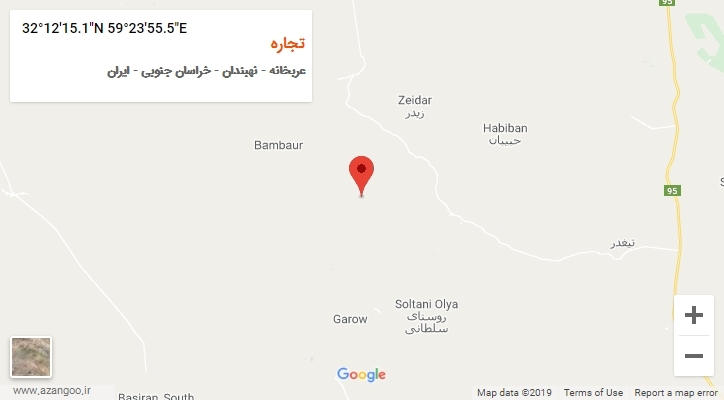 روستای تجاره بر روی نقشه