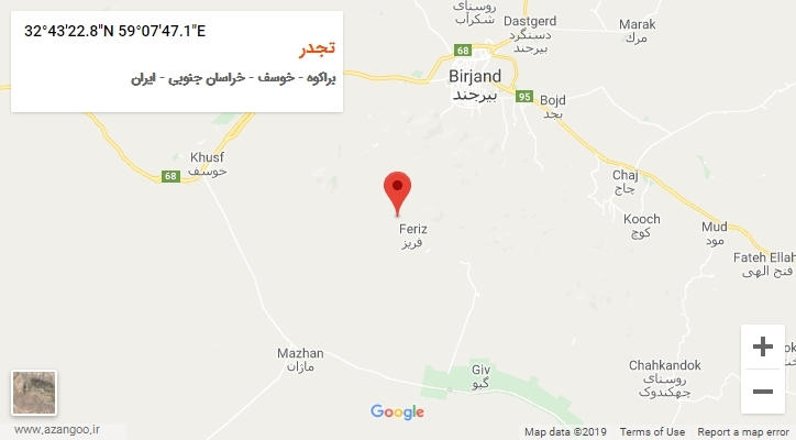 روستای تجدر بر روی نقشه