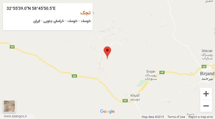 روستای تجک بر روی نقشه