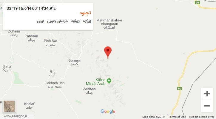 روستای تجنود بر روی نقشه