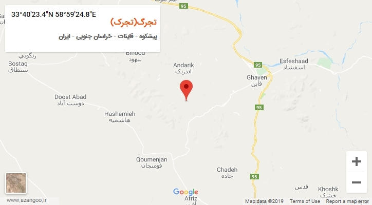 روستای تجرگ(تجرک) بر روی نقشه