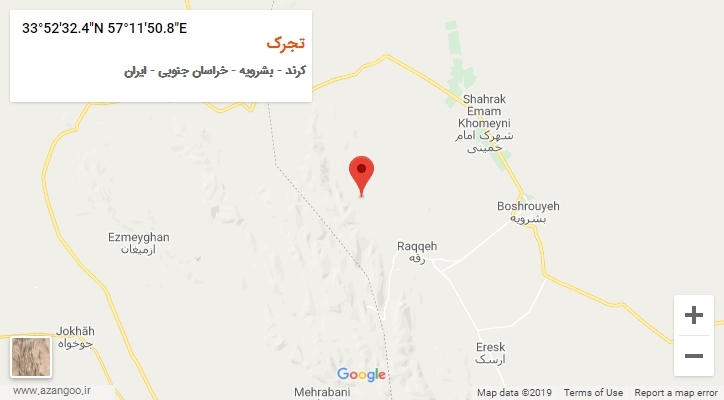 روستای تجرک بر روی نقشه