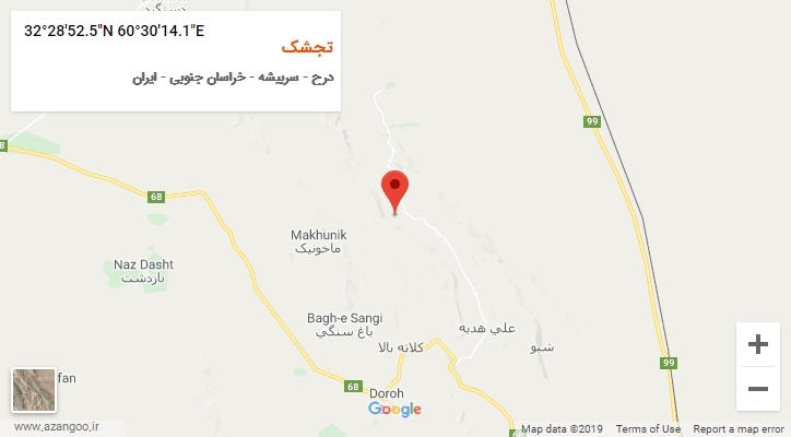 روستای تجشک بر روی نقشه