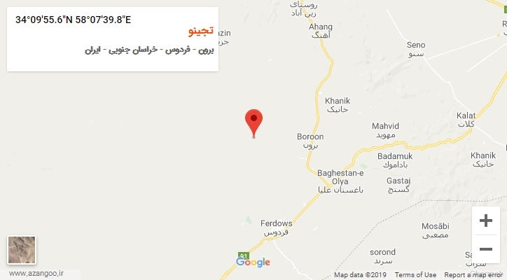 روستای تجینو بر روی نقشه