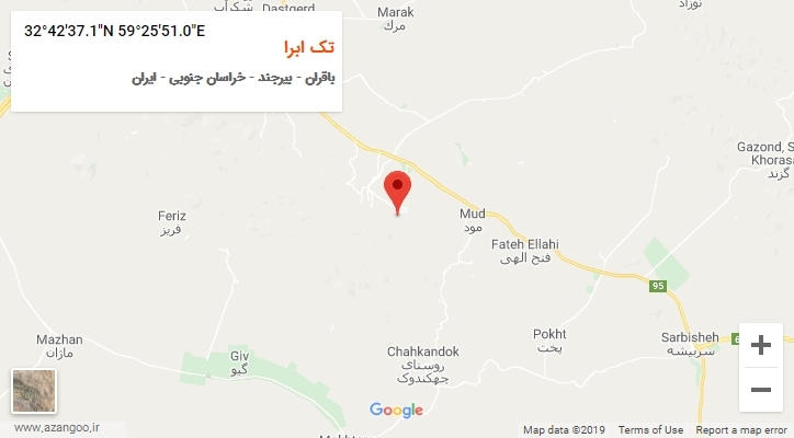 روستای تک ابرا بر روی نقشه