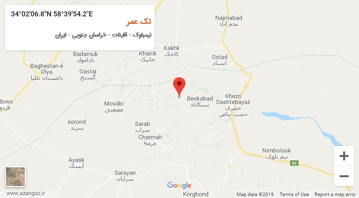 روستای تک عمر بر روی نقشه