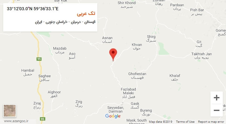 روستای تک عربی بر روی نقشه