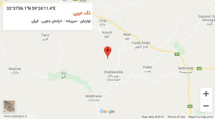 روستای تک عربی بر روی نقشه