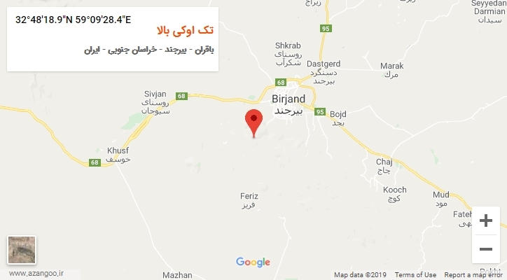 روستای تک اوکی بالا بر روی نقشه