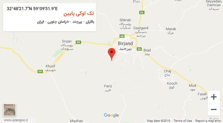 روستای تک اوکی پایین بر روی نقشه