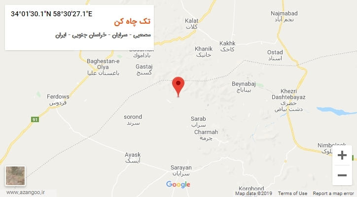 روستای تک چاه کن بر روی نقشه